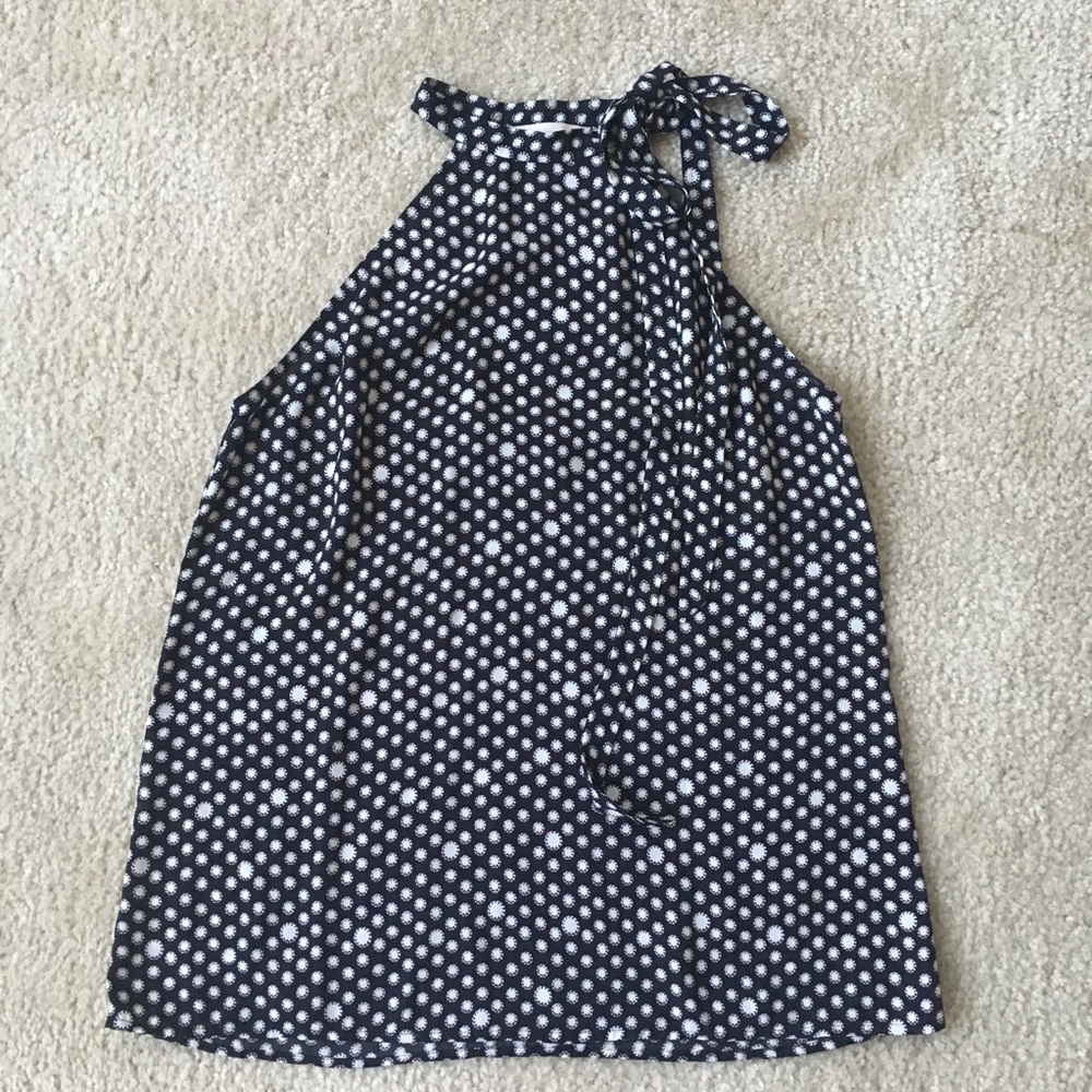 LOFT black tie-neck sleeveless blouse